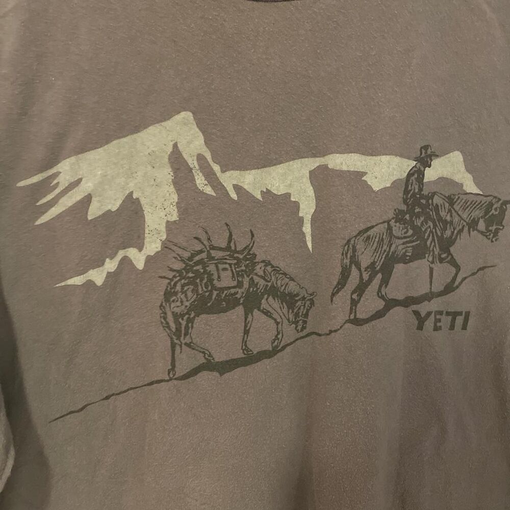 Yeti Men's Brown and Grey T-shirt
